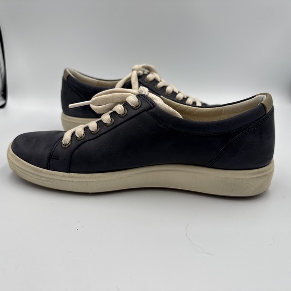 Ecco Womens Shoes Size 8.5 (39) Blue Leather Lace Up Comfort Casual Sneakers - Picture 6 of 16
